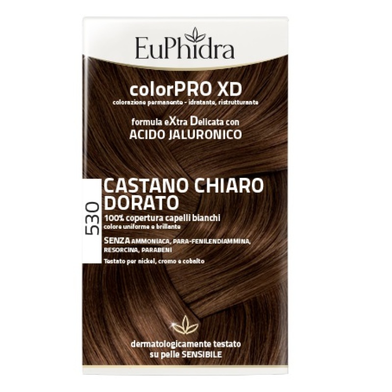 EUPHIDRA COLORPRO XD 530 CASTANO CHIARO DORATO GEL COLORANTE CAPELLI IN FLACONE + ATTIVANTE + BALSAMO + GUANTI